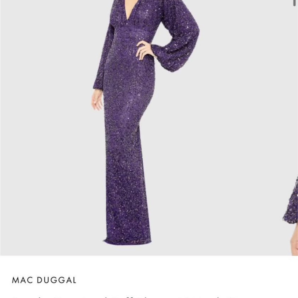 Mac Duggal Purple Glitter Gown